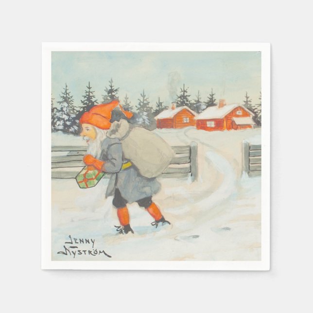 Jenny Nystrom - Christmas old Swedish illustration Napkins (Front)