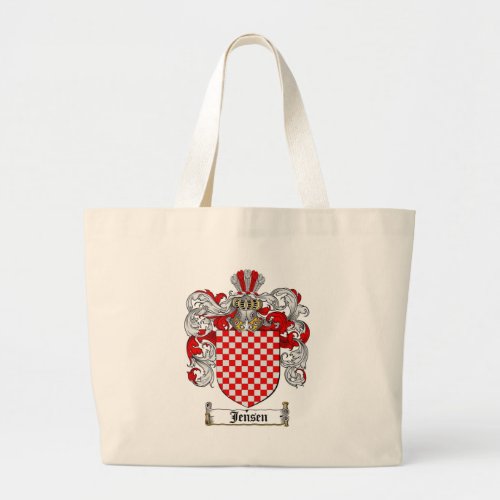 JENSEN FAMILY CREST _  JENSEN COAT OF ARMS LARGE TOTE BAG