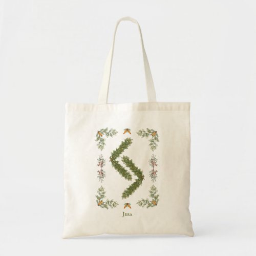 Jera Rune in Evergreen Branches Personalized Tote Bag