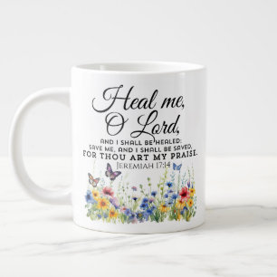 Jeremiah 17:14 Healing Bible Verse Wildflowers Giant Coffee Mug