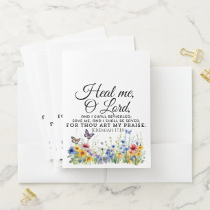 Jeremiah 17:14 Healing Bible Verse Wildflowers Pocket Folder