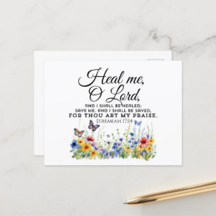 Jeremiah 17:14 Healing Bible Verse Wildflowers Postcard