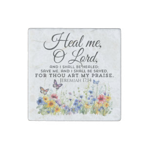 Jeremiah 17:14 Healing Bible Verse Wildflowers Stone Magnet