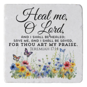 Jeremiah 17:14 Healing Bible Verse Wildflowers Trivet