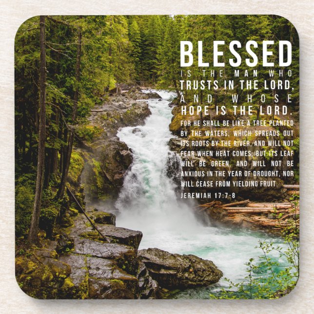 Jeremiah 17:7-8 Christian Bible Scripture Nature Beverage Coaster (Front)