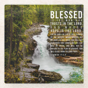 Jeremiah 17:7-8 Christian Bible Scripture Nature Glass Coaster