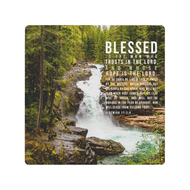 Jeremiah 17:7-8 Christian Bible Scripture Nature Metal Print (Front)