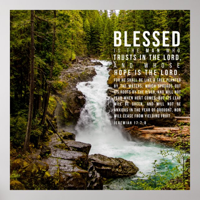 Jeremiah 17:7-8 Christian Bible Scripture Nature Poster (Front)