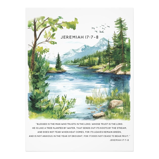 Jeremiah 17:7-8 poster with tree illustration (Front)