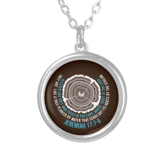 Jeremiah 17:7-8 Tree Rings Silver Plated Necklace (Front)