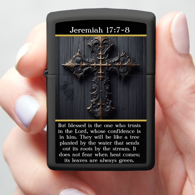 Jeremiah 17:7-8 Trust and Strength Zippo Lighter (In Hand)
