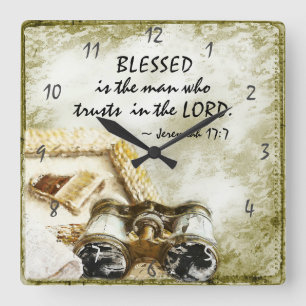 Jeremiah 17:7 Blessed the Man who Trusts the Lord Square Wall Clock