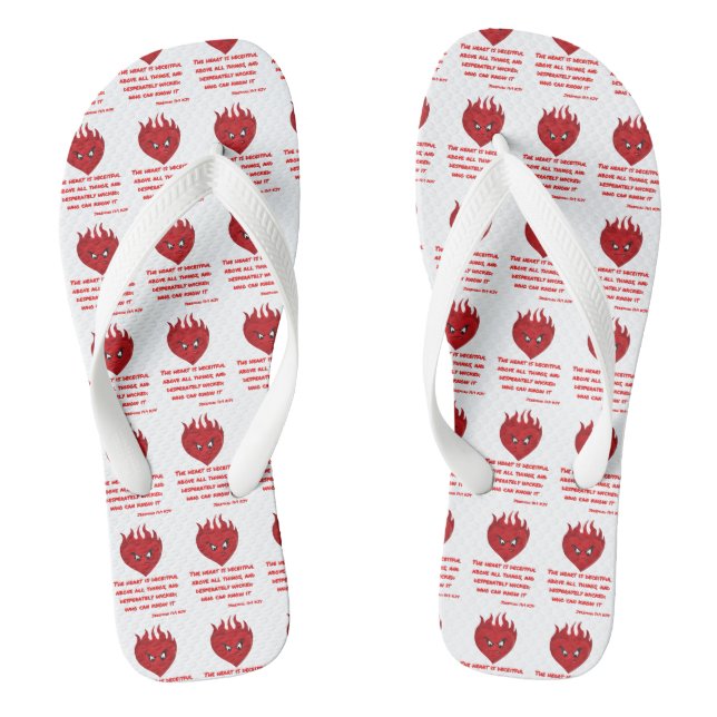 Jeremiah 17:9 KJV Bible Scripture All-Over Unisex Flip Flops (Footbed)