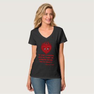 Jeremiah 17:9 KJV Bible Scripture Womens V-Neck T-Shirt