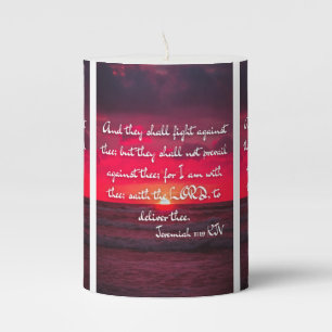 Jeremiah 1:19 KJV Bible Verse Pic Pillar Candle