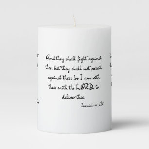 Jeremiah 1:19 KJV Bible Verse Pillar Candle