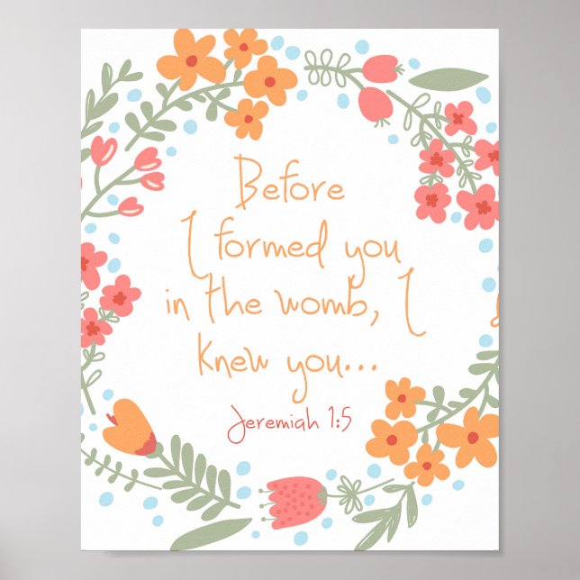 Jeremiah 1:5 Nursery Print (Front)