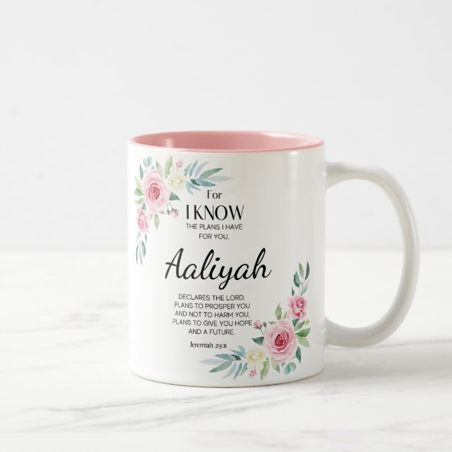 Jeremiah 29:11 Bible Scripture Personalize Two-Tone Coffee Mug (Right)