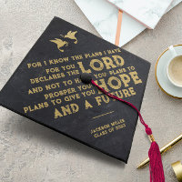 Jeremiah 29:11 Bible Verse Black & Gold Doves