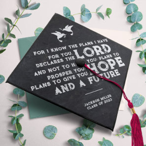 Jeremiah 29:11 Bible Verse Black & White Doves Graduation Cap Topper