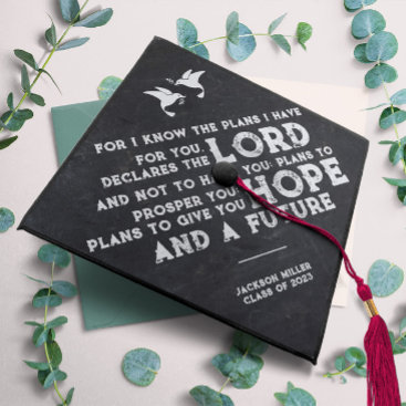 Jeremiah 29:11 Bible Verse Black & White Doves Graduation Cap Topper