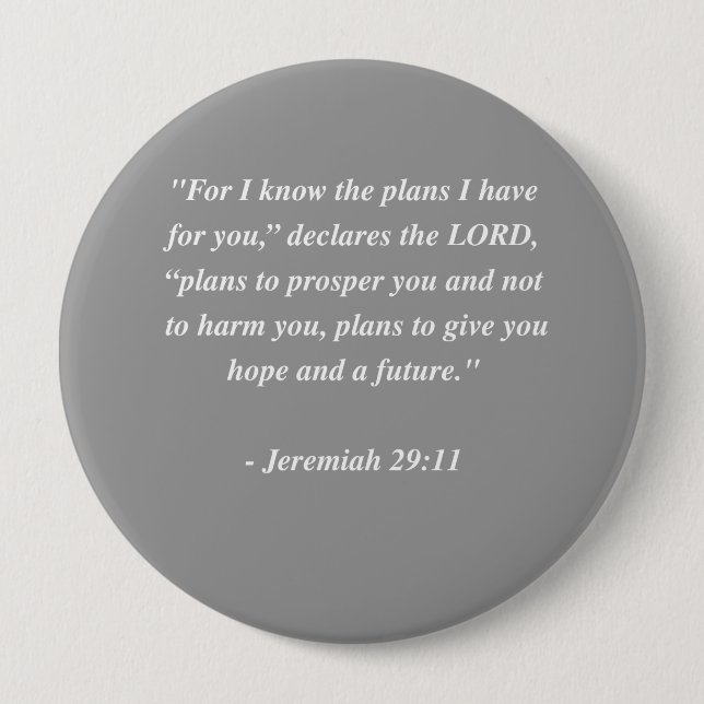 JEREMIAH 29:11 Bible Verse Button (Front)