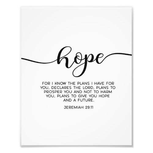 Jeremiah 2911 Bible Verse Hope Wall Decor Photo Print