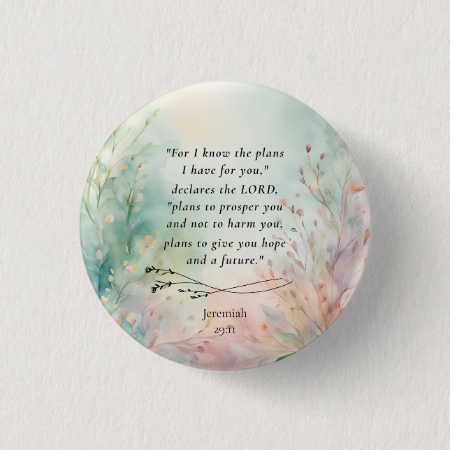 Jeremiah 29:11 Bible Verse Image Button (Front)