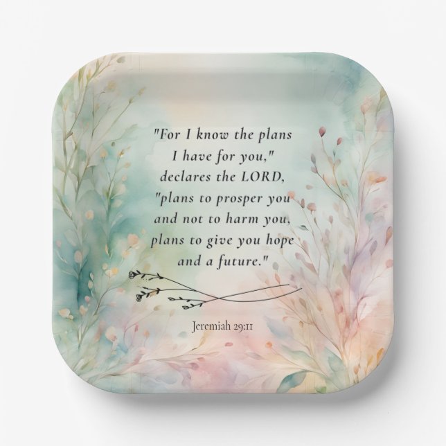 Jeremiah 29:11 Bible Verse Image Paper Plates (Front)
