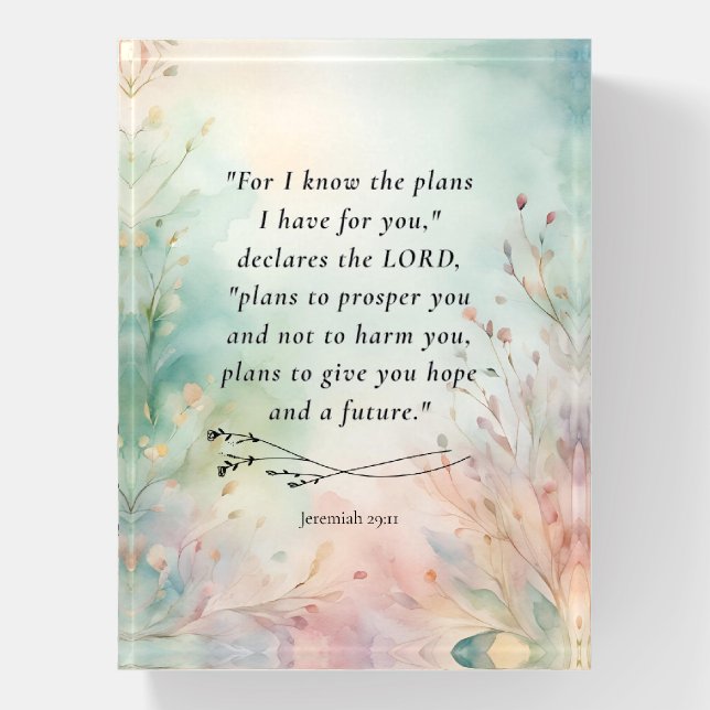 Jeremiah 29:11 Bible Verse Image Paperweight (Vertical)