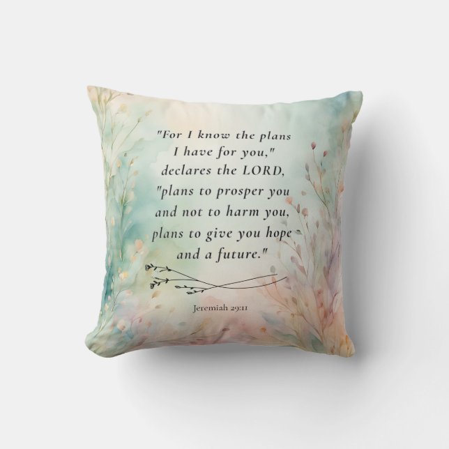 Jeremiah 29:11 Bible Verse Image Throw Pillow (Front)