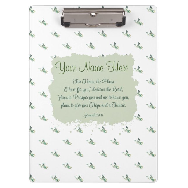 Jeremiah 29:11 Bible Verse Personalize Clipboard (Front)