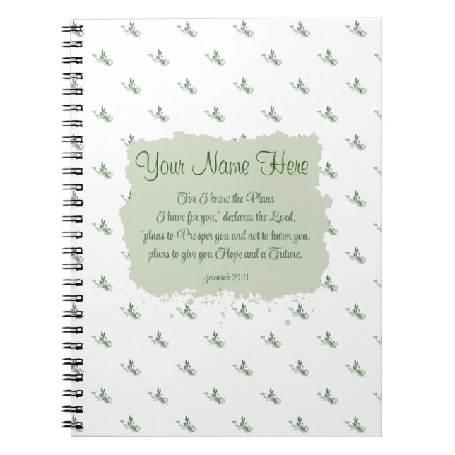 Jeremiah 29:11 Bible Verse Personalize Notebook (Front)