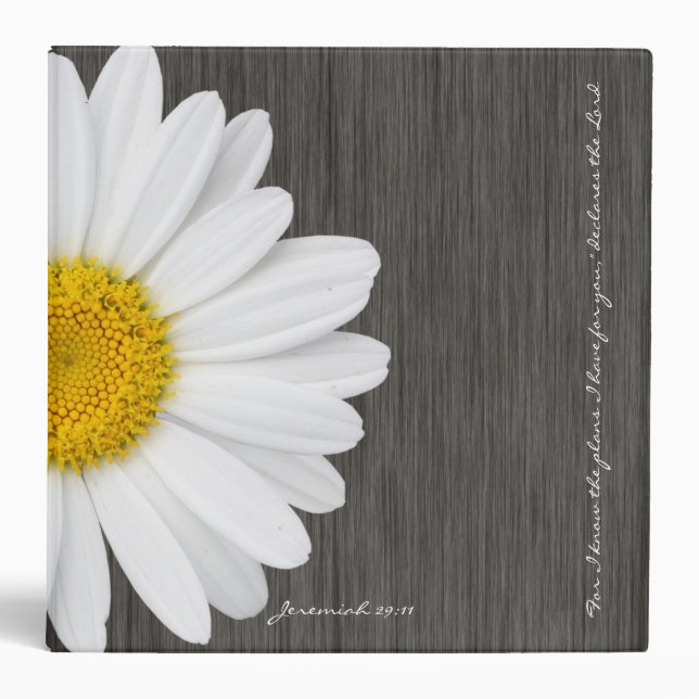 Jeremiah 29:11 Bible Verse Rustic Daisy 3 Ring Binder (Front)