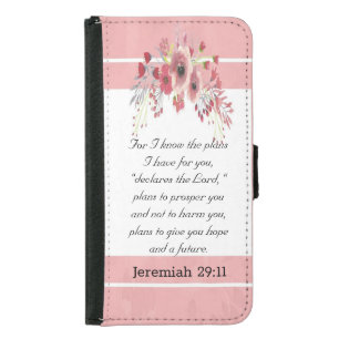 Jeremiah 29:11 Bible Verse Scripture Floral Samsung Galaxy S5 Wallet Case