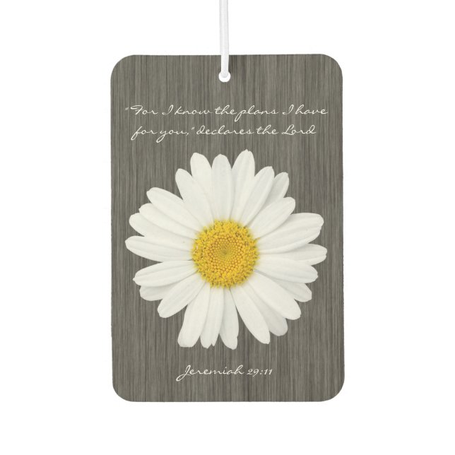 Jeremiah 29:11 Bible Verse with Rustic Daisy Car Air Freshener (Front)