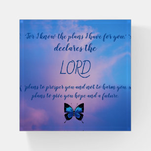 Jeremiah 29:11 Blue Butterfly Paperweight