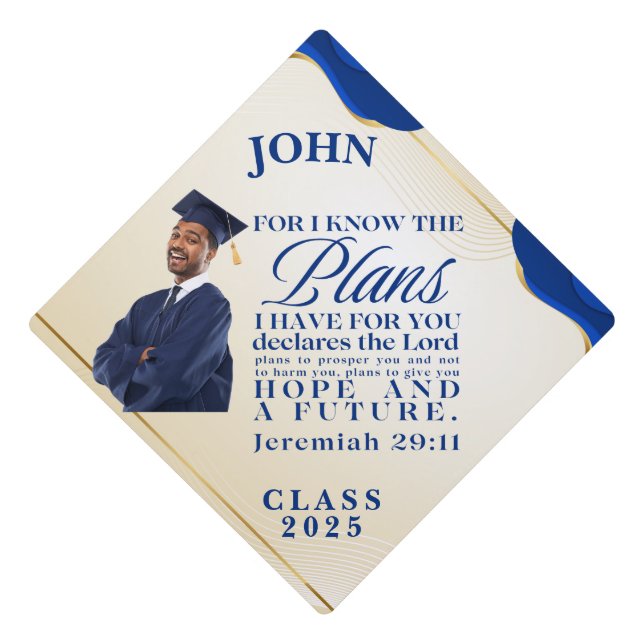 Jeremiah 29:11 Blue Personalize Tassel Topper (Front)