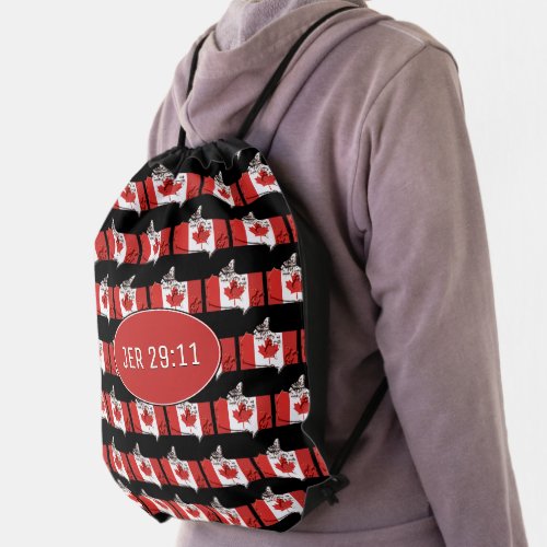 JEREMIAH 2911  Canada Map  CANADIAN FLAG Drawstring Bag