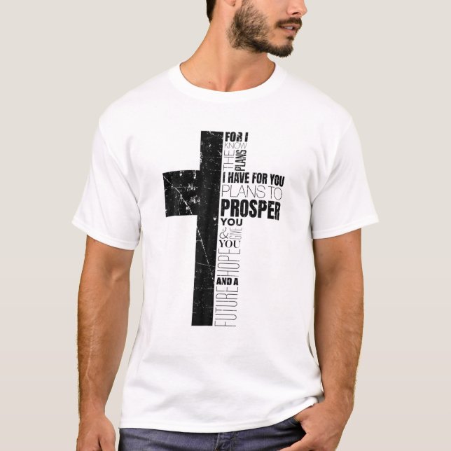 Jeremiah 29:11 Christian Bible Verse Gifts Cross R T-Shirt (Front)