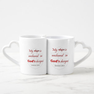 Jeremiah 29:11 Christian Couples Heart Handle Coffee Mug Set