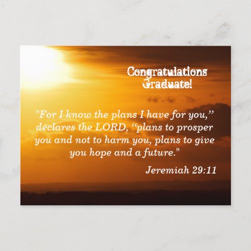 Jeremiah 2911 Congratulations Graduate Postcard