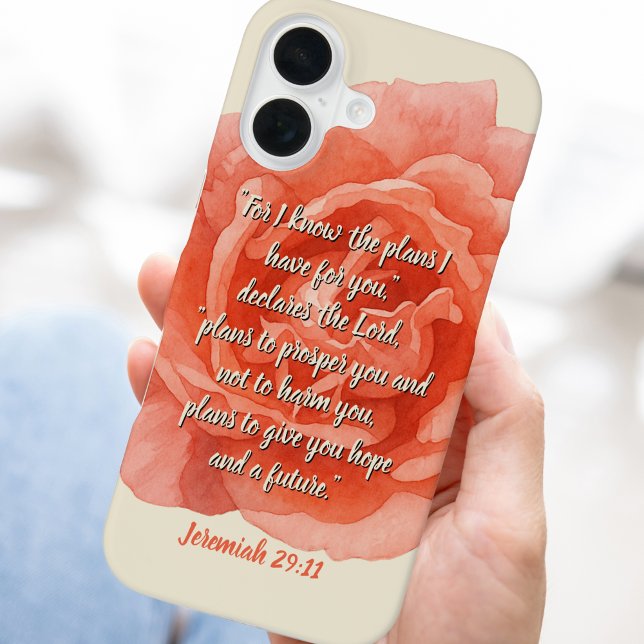 Jeremiah 29:11 Custom Bible Verse And Red Rose iPhone Case (Creator Uploaded)