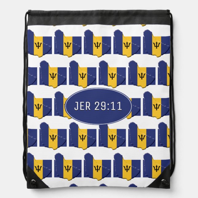 JEREMIAH 29:11 | Customizable | BARBADOS FLAG Drawstring Bag (Front)