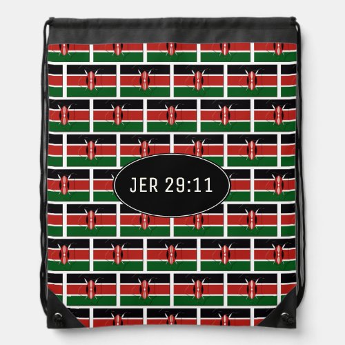 JEREMIAH 2911  Customizable  KENYA FLAG Drawstring Bag