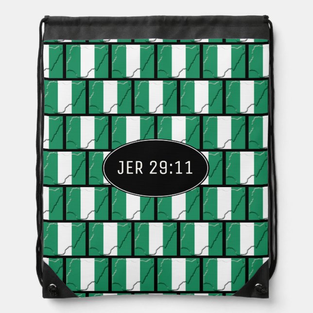 JEREMIAH 29:11 | Customizable | NIGERIA FLAG Drawstring Bag (Front)