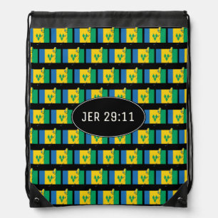 JEREMIAH 29:11 Customizable ST VINCENT FLAG Drawstring Bag