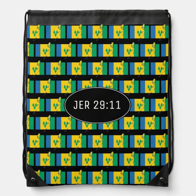 JEREMIAH 29:11 | Customizable | ST VINCENT FLAG Drawstring Bag (Front)