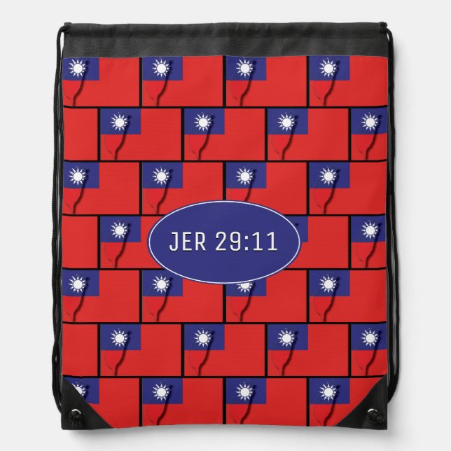 JEREMIAH 29:11 | Customizable | TAIWAN FLAG Drawstring Bag (Front)