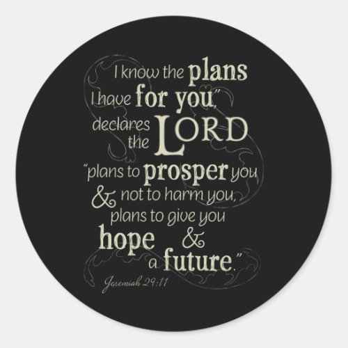 Jeremiah 2911 Encouraging Bible Verse Classic Round Sticker